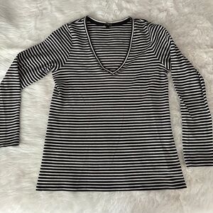 Express Black and White Striped Top